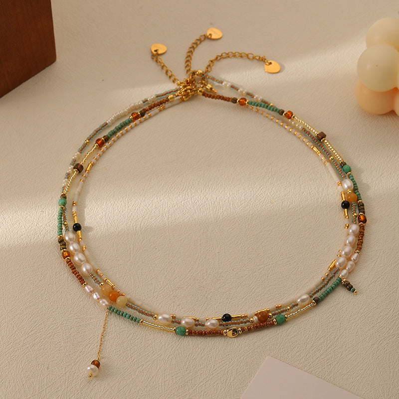 Wholesale Stacked Millet Beads Colorful Beaded Necklace